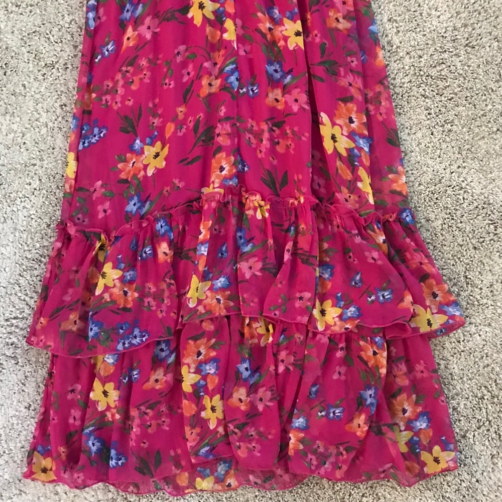 EUC Old Navy Pink Floral Ruffled Maxi Dress, Sz M - Picture 13 of 15
